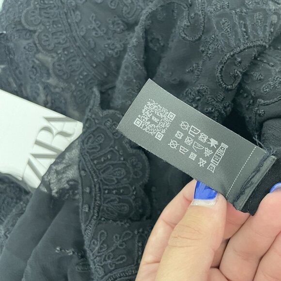 Zara Womens Camisole Top S Black Floral Embellished Beaded Sheer 6895/097 NWT - Picture 14 of 16